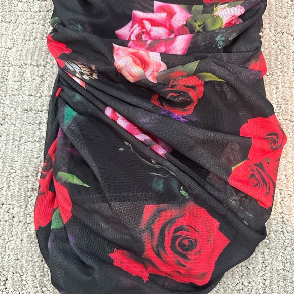 NEW- AFRM Floral Black and Red Dress - Picture 4 of 14